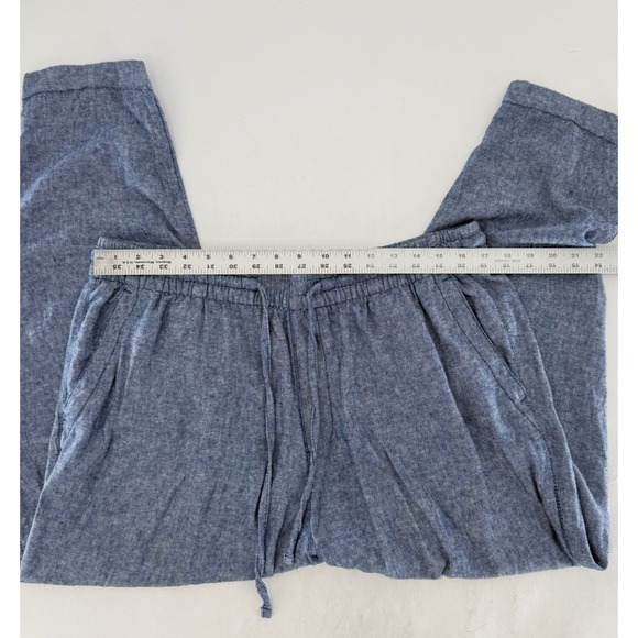 Old Navy Womens Linen Blend Jogger Pants Blue Heathered Drawstring Large - Picture 7 of 9
